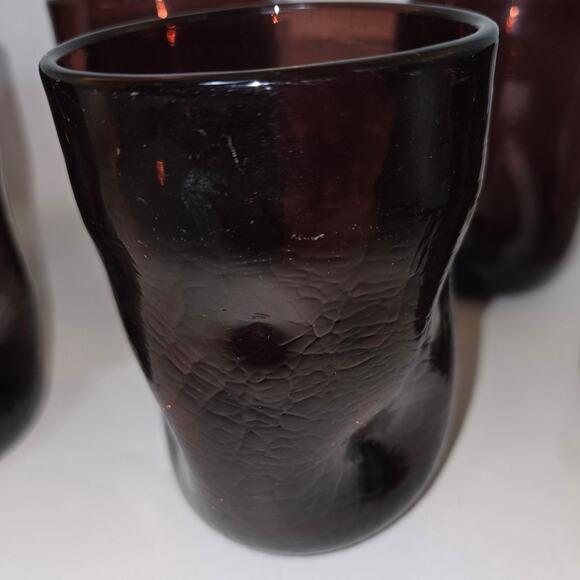 6 Blenko Amethyst C418 Pinched Crackle Dimple Tumbler Drinking Glasses 4.5”‎ - Picture 12 of 12